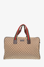 Gucci Brown Canvas GG Supreme Web Trim Duffle Bag