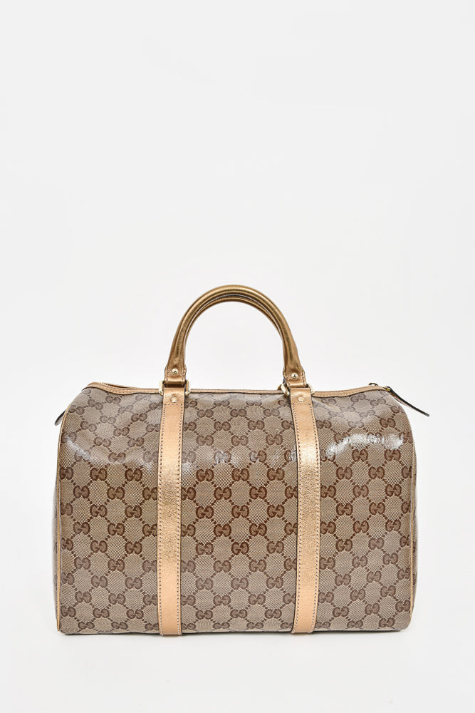Vintage Gucci Joy Coated Canvas Boston Bag with Shoulder Strap - A
