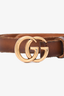 Gucci Brown Distressed Leather Marmont 0.8" Belt Size 75