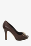 Gucci Brown Guccissima Leather Horsebit New Hollywood Pumps Size 37.5