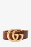 Gucci Brown Leather Gold GG Belt Size 80