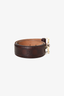 Gucci Brown Leather Monogram GG Buckle Belt Size 70.28