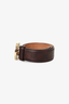 Gucci Brown Leather Monogram GG Buckle Belt Size 70.28