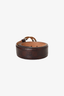 Gucci Brown Leather Monogram GG Buckle Belt Size 70.28