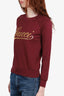 Gucci Burgundy/Gold Logo Print Sweatshirt Size S