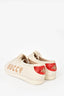 Gucci Cream/Gold Star Leather 'Guccy' Falacer Low Top Sneakers sz 42 Mens
