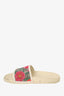 Gucci Cream Leather Guccisima Floral Slides Size 38 (As Is)