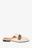 Gucci Cream Leather Peyton Double GG Flat Slide Mules Size 37