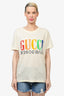 Gucci Cream Multicolour Logo T-Shirt Size S