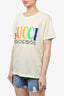 Gucci Cream Multicolour Logo T-Shirt Size S