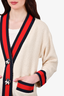 Gucci Cream Tweed Web Oversized Cardigan with Faux Pearl Buttons Size 36