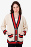 Gucci Cream Tweed Web Oversized Cardigan with Faux Pearl Buttons Size 36