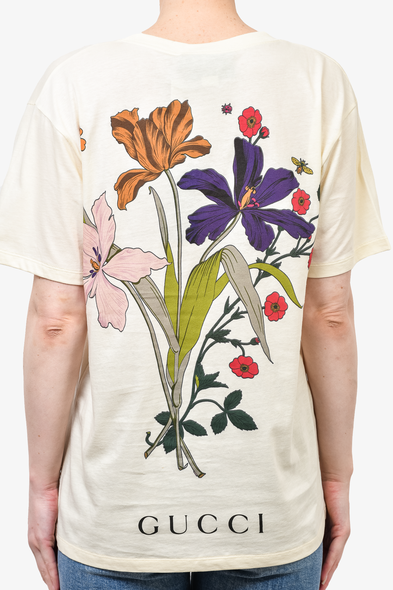 Gucci t shirt flower on back Clearance