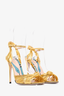 Gucci Gold Leather Strappy Heeled Sandals Size 36.5