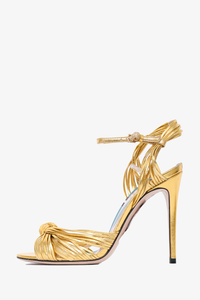 Gucci Gold Leather Strappy Heeled Sandals Size 36.5 Mine Yours