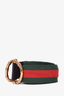Gucci Green/Red Canvas 'Web Bamboo' Belt with Gold Hardware Size 32/80