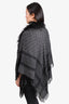 Gucci Grey/Black Wool Fox Fur Trim GG Monogram Shawl