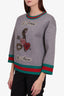 Gucci Grey Cotton 'L'Aveugle Par Amour' Crystal Detail Sweater Size 42