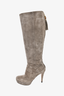 Gucci Grey Suede Platform Heeled Boots Size 36