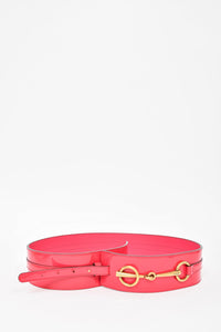 Gucci Hot Pink Patent Leather Horse Bit Buckle Wide Belt sz 95/38