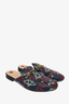 Gucci Navy Leather Star GG Print Horsebit Slip On Loafer Size 41