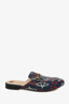 Gucci Navy Leather Star GG Print Horsebit Slip On Loafer Size 41