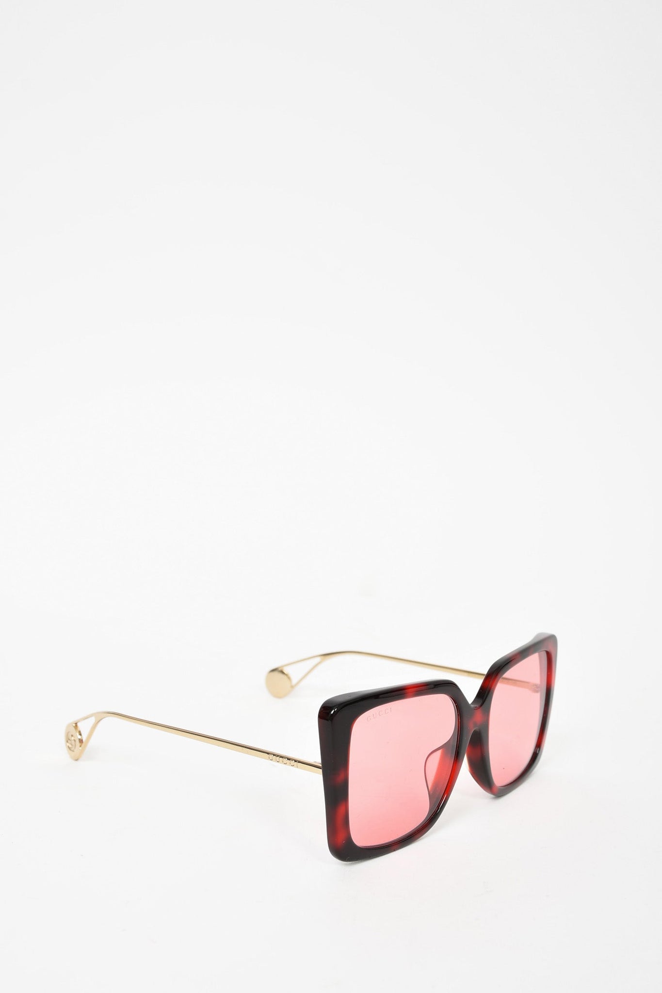 Gucci Pink Lens Red/Black Square Framed Sunglasses