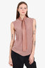 Gucci Pink Silk Sleeveless Top with Leather Tie Detail size 40