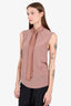 Gucci Pink Silk Sleeveless Top with Leather Tie Detail size 40