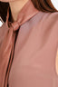 Gucci Pink Silk Sleeveless Top with Leather Tie Detail size 40