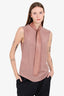 Gucci Pink Silk Sleeveless Top with Leather Tie Detail size 40