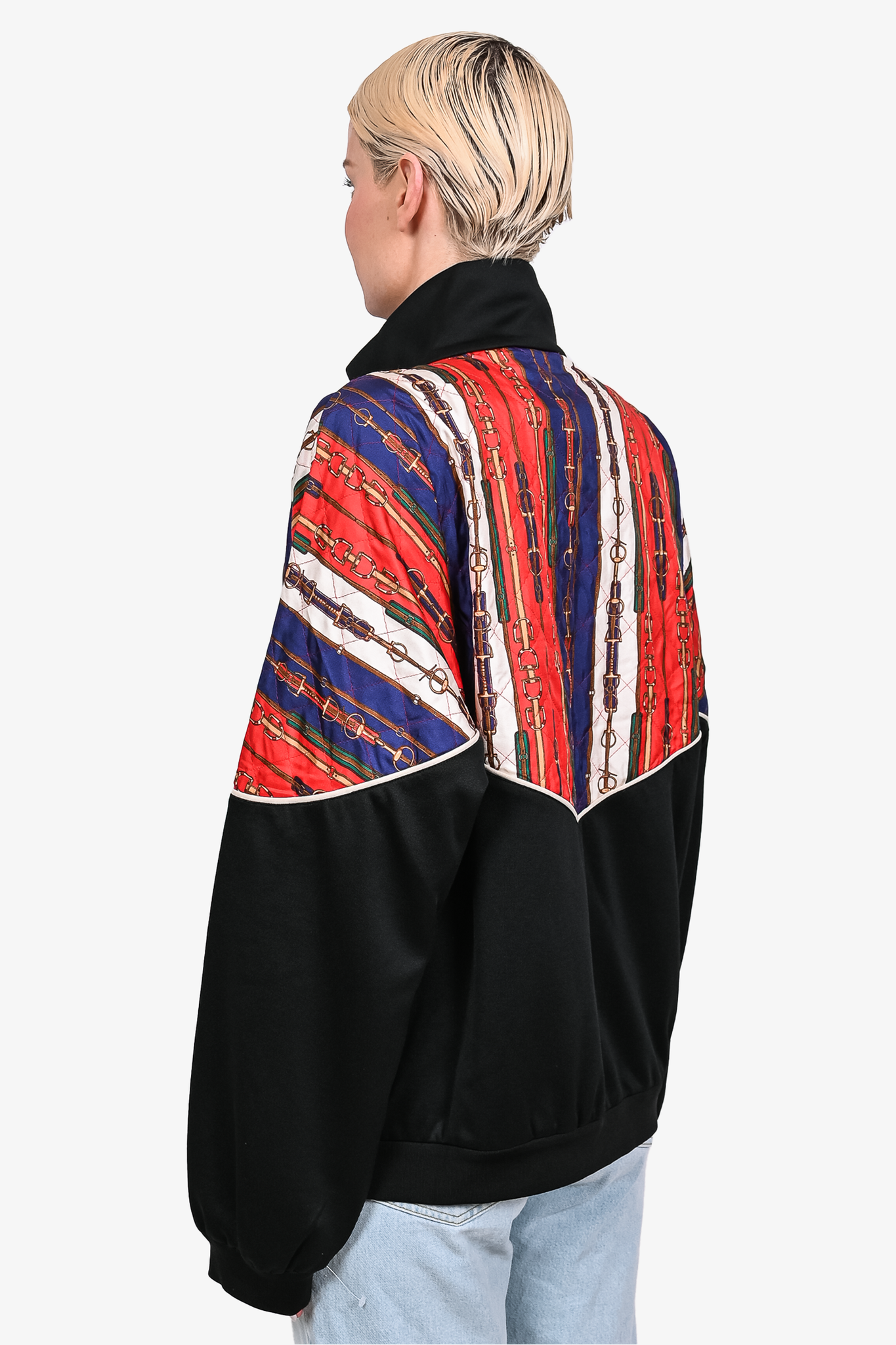 Gucci Red/Black/Multi Chain Print Zip Up Jacket sz XL w/ Tags