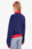Gucci Red/Blue Retro Loose Cotton Fleece Collar Sweater Shirt Size S
