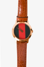 Gucci Red/Green 2200 Series Watch with Tan Croc strap with Gold Plated Face