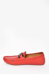 Gucci Red Leather Horsebit Web Accent Loafers Size 6.5 Mens