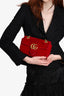 Gucci Red Velvet Matelasse Mini Marmont Shoulder Bag