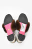Gucci Teal Suede GG Logo Fur Crystal Embellished Heeled Mules Size 36.5