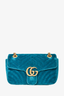 Gucci Teal Velvet Medium Marmont Shoulder Bag