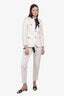 Gucci White Button Up Jacket with Scarf Size 42