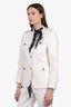 Gucci White Button Up Jacket with Scarf Size 42