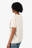 Gucci White Embellished Lamb Logo Graphic T-Shirt Size S