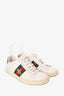 Gucci White Leather Embroidered Bee Sneakers Size 34.5