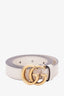 Gucci White Leather Gold GG Marmont Belt Size 80