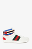 Gucci White Leather High Top Web Sneakers Size 5.5