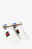 Gucci White Leather High Top Web Sneakers Size 5.5