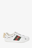 Gucci White Leather Web Studded Sneakers sz 5.5 Mens