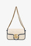 Gucci White/Navy Calfskin Matelasse Super Mini GG Marmont Shoulder Bag