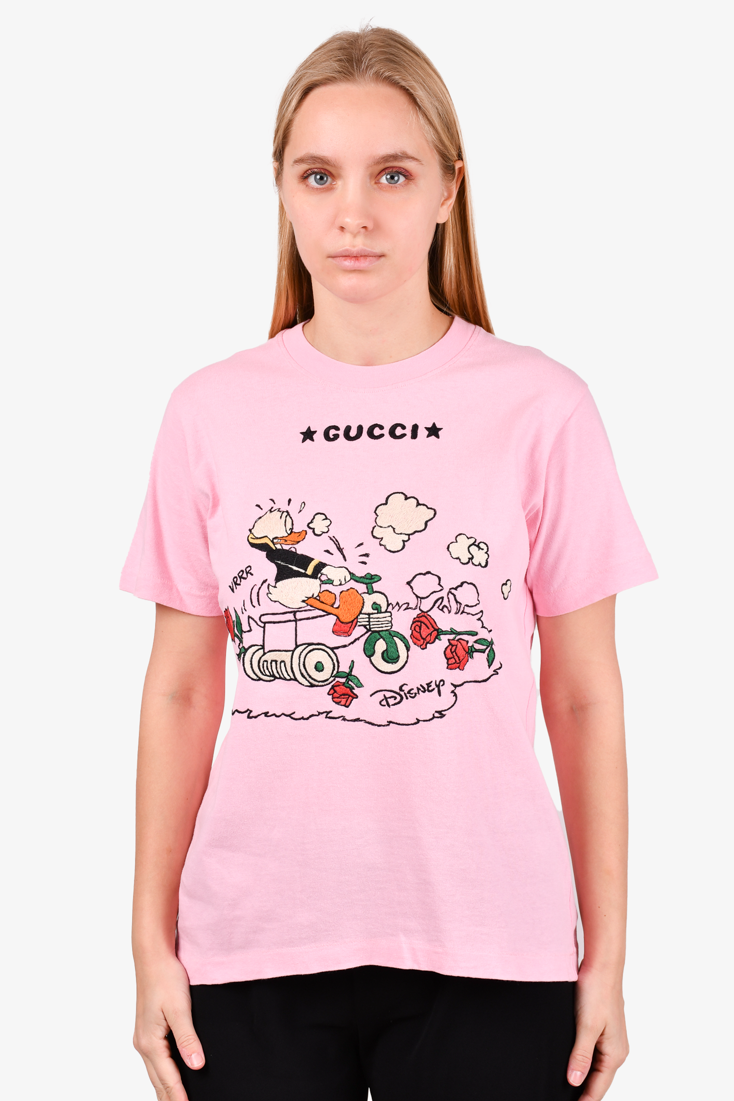 Gucci X Disney Pink Cotton 'Donald' T-Shirt Size S – Mine & Yours Gucci X Disney Pink Cotton 'Donald' T-Shirt Size S – Mine & Yours