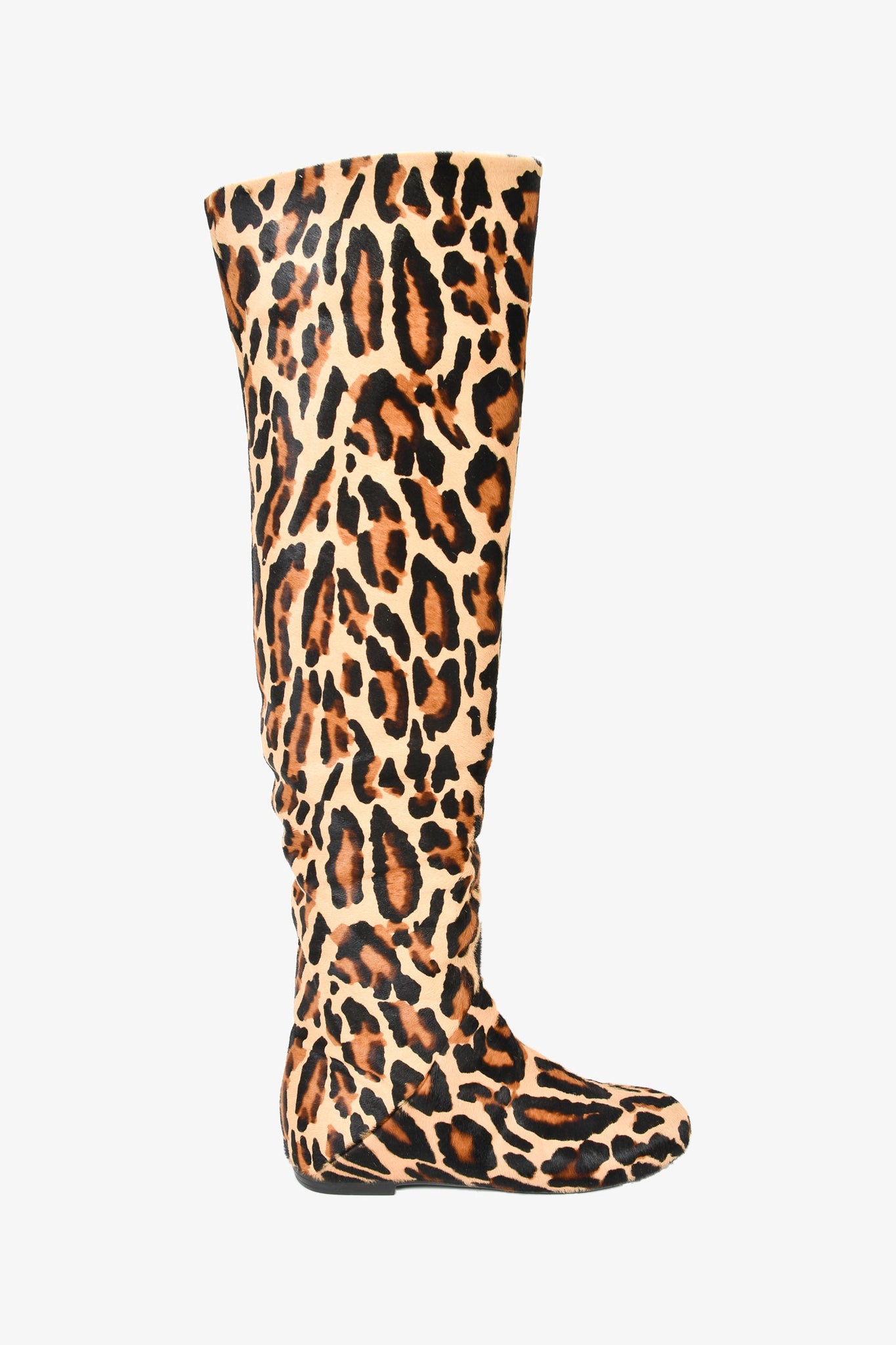 Guiseppe Zanotti Leopard Pony Calf Skin Knee High Flat Boot Size 37 ...