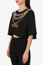 H&Moschino Black Chain Embellished Cropped T-Shirt Size M